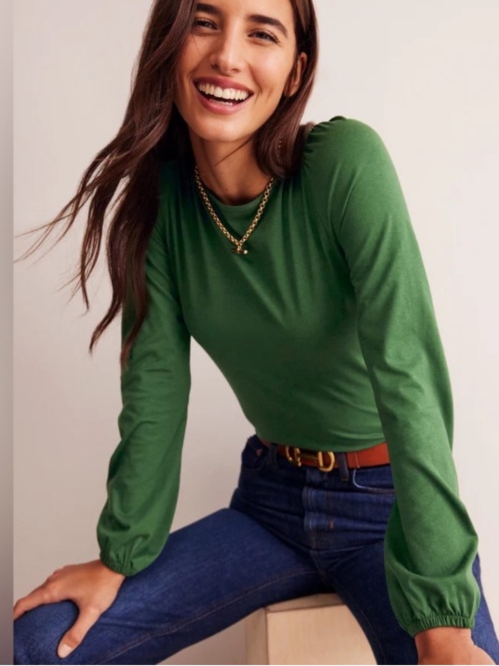 Boden Supersoft long sleeve puffed shoulder top